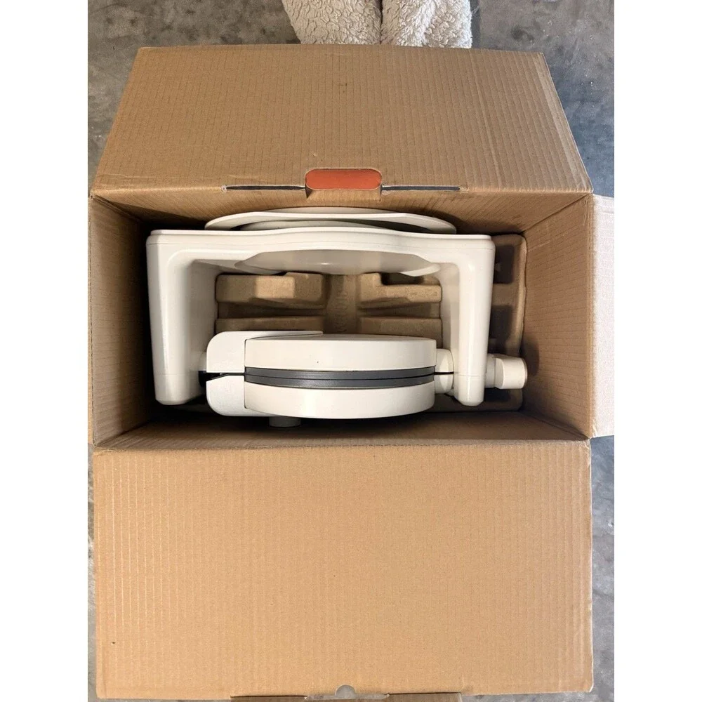 Beautiful Rotating Belgian Waffle Maker 1000W White Round Non-Stick Temp Ctrl